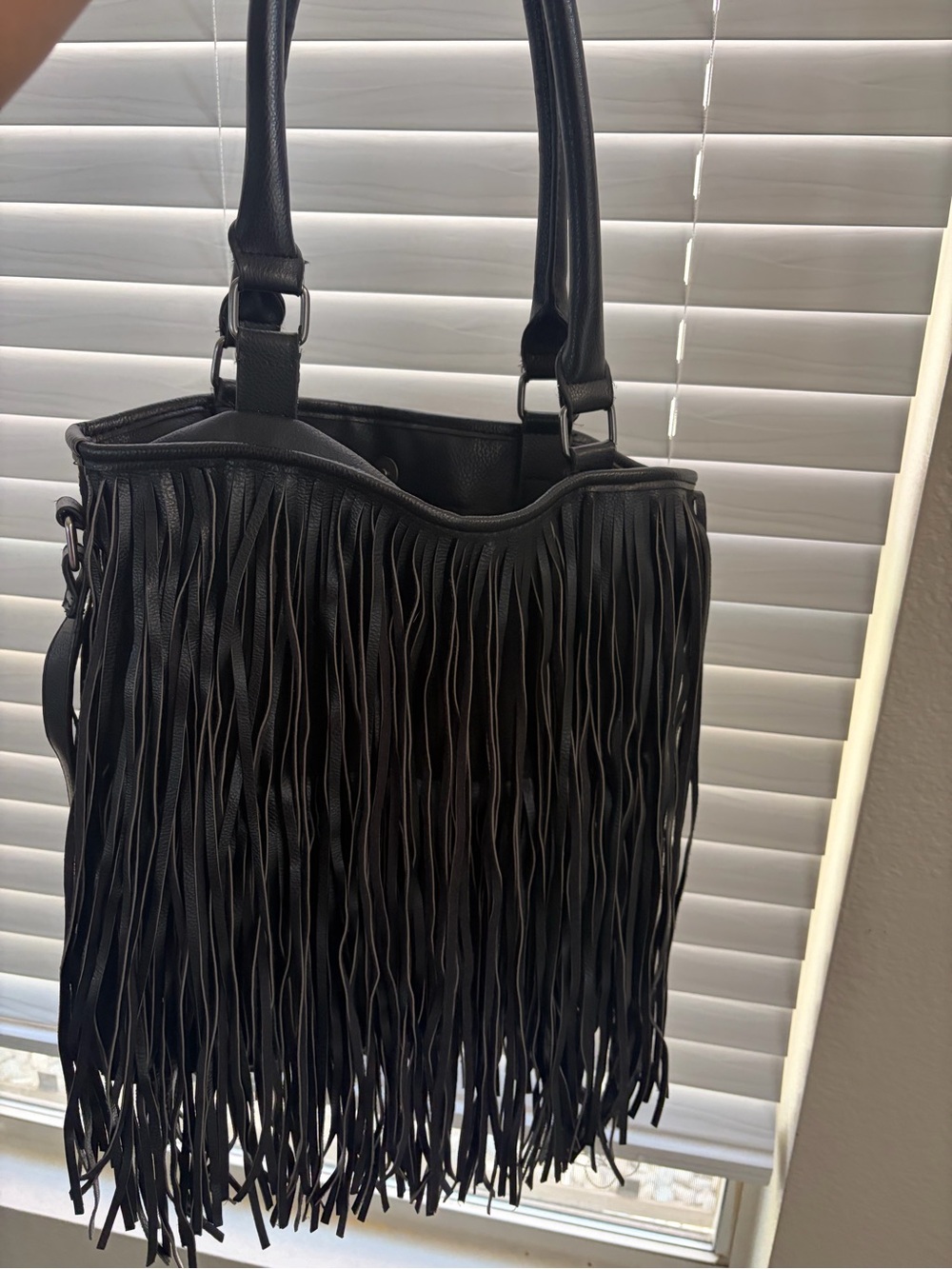 Mossimo Black Fringe Tote Bag - Women's Fringe Shoulder Handbag